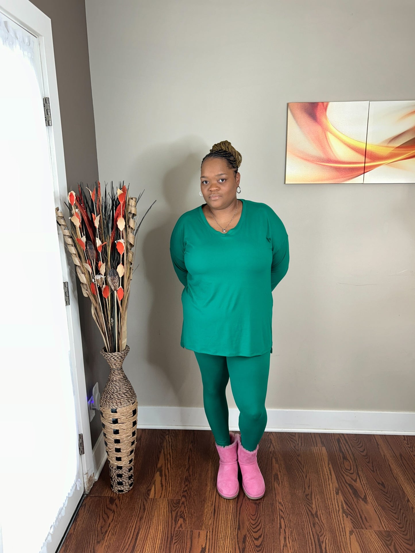 NOT SO BASIC PANT 2 PIECE SET GREEN LONG SLEEVE