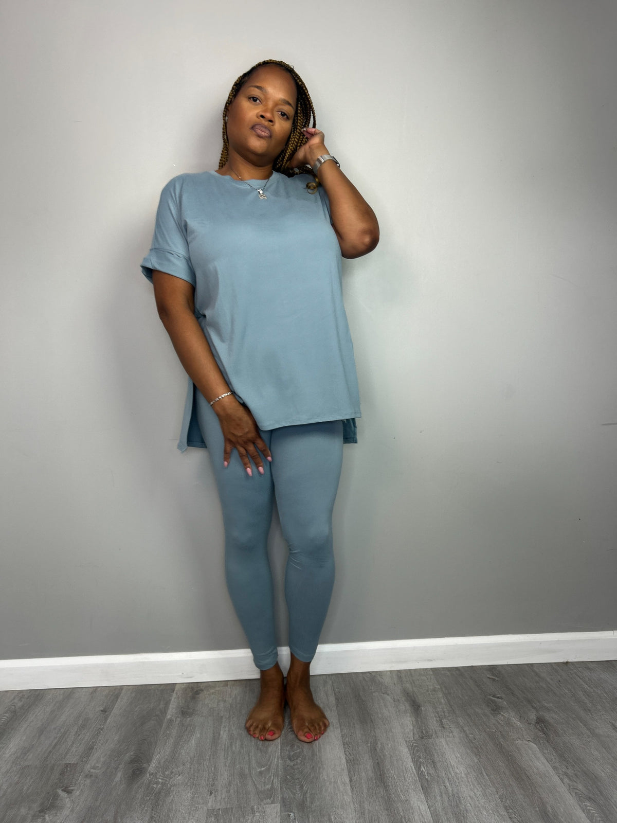 NOT SO BASIC 2 PIECE SET CREW NECK ICEY BLUE