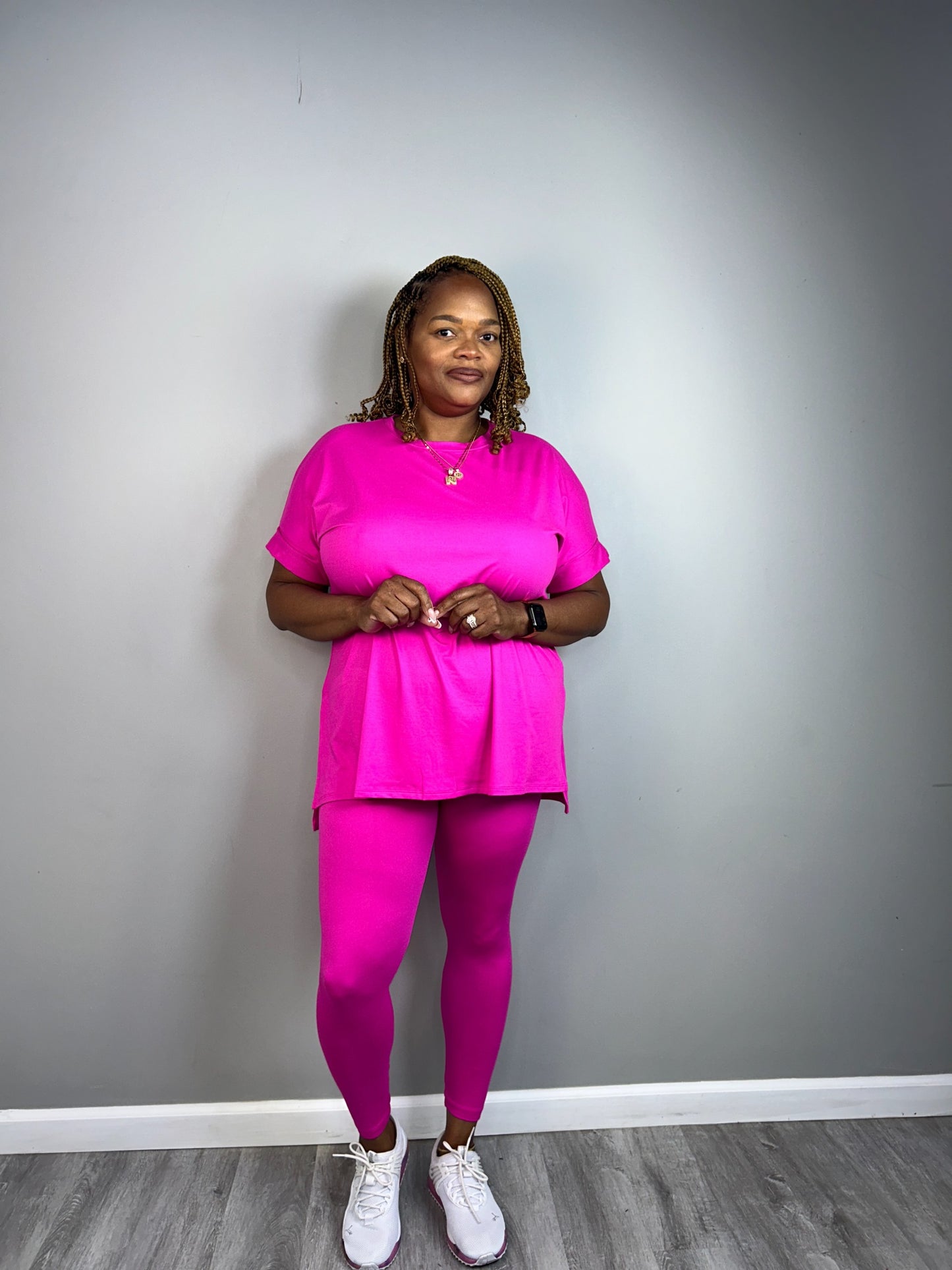 NOT SO BASIC 2 PIECE PANT SET HOT PINK