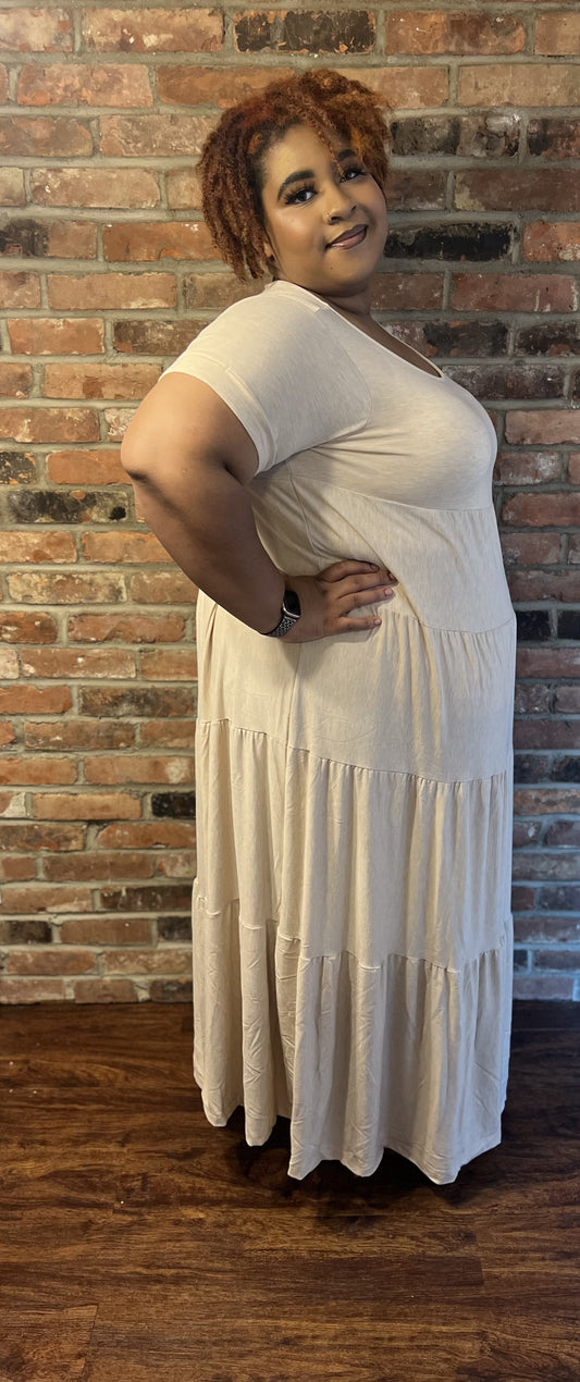 BASIC LADY TIER MAXI DRESS-PLUS SIZE ONLY
