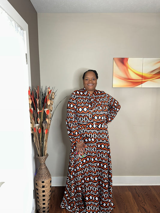 QUEEN MOTHER ROYALTY MAXI DRESS AFRICAN PRINT