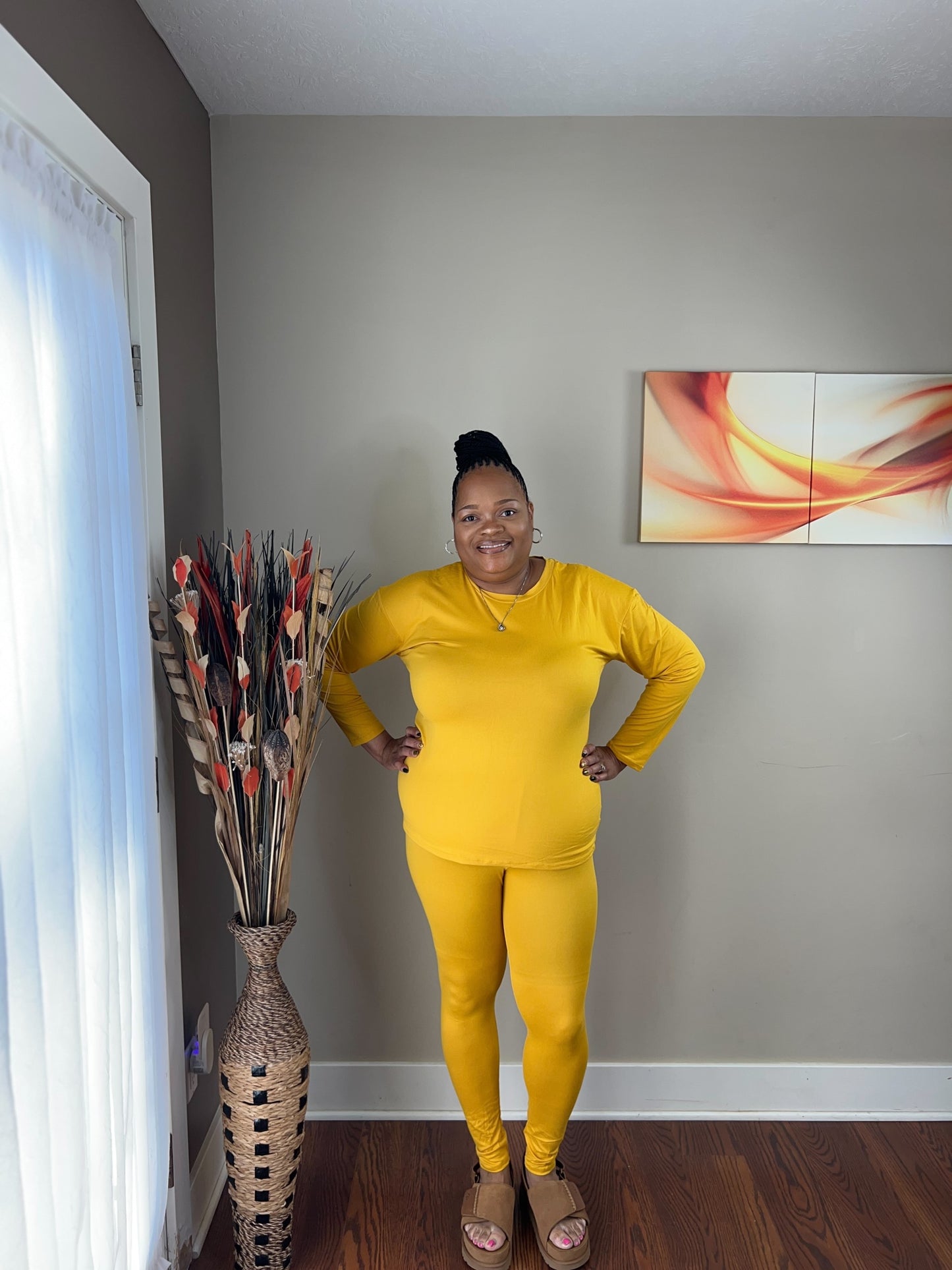 IT'S A BASIC LOOK 2-PIECE SET MUSTARD YELLOW