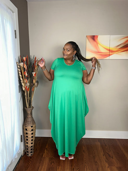 BASIC WITH A TWIST MAXI DRESS GREEN